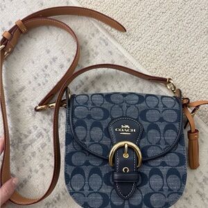 Coach Denim Blue and Tan Crossbody Bag